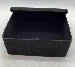 Open Box: Felt Sculpted Bins with Lids, Large (12"D x 15"W x 6"H), Set of 3 - Charcoal
