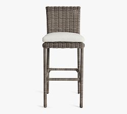 Open Box: Huntington Wicker Outdoor Barstool (29") - Gray, Natural Cushion Cover