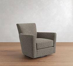 Open Box: Irving Square Arm Swivel Chair without Nailheads (33") - Performance Midland Tweed Graphite