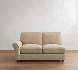 Open Box: PB Comfort Roll Arm Left Loveseat - Performance Casual Chenille Parchment, Espresso Feet