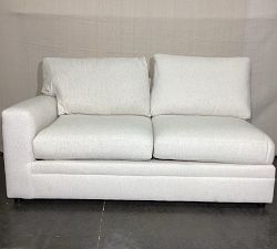 Open Box: Pearce Modern Square Arm Left Loveseat - Performance Boucle Oatmeal, Espresso Feet