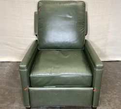 Open Box: Tyler Square Arm Leather Tall Manual Recliner without Nailheads (41") - Vintage Hunter, Espresso Feet