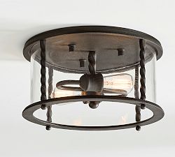 Open Box: Valley Metal Indoor/Outdoor Lantern Flush Mount (17") - Bronze