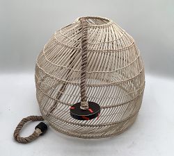 Open Box: Flora Rattan Pendant, Large (23"Diam x 20"H) - White Washed