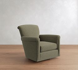 Open Box: Irving Roll Arm Swivel Chair without Nailheads (33") - Performance Textured Weave Olive