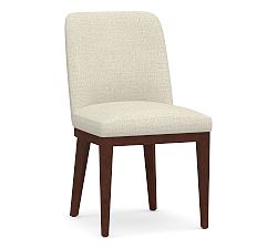 Open Box: Layton Upholstered Dining Chair - Basketweave Slub Oatmeal, Mahogany