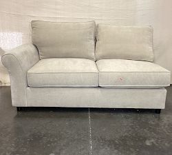 Open Box: PB Comfort Roll Arm Left Loveseat - Performance Casual Chenille Parchment, Espresso Feet