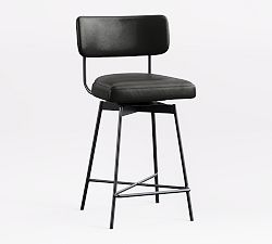 Open Box: Maison Leather Swivel Counter Stool (25") - Vintage Midnight