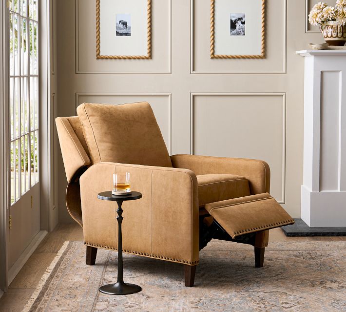 Pottery Barn ポッタリーバーン　　レザー　本革　ソファークッション Winston Leather Recliner | Pottery Barn