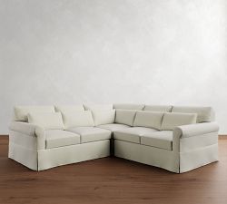 York Roll Arm Deep Seat Slipcovered 3-Piece L-Shaped Sectional (99")