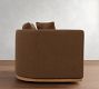 Ayden Barrel Arm Leather Wood Base Swivel Chair