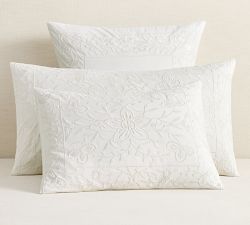 Floral Embroidered Percale Duvet Cover