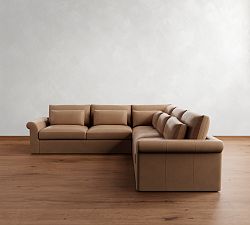 Westwood Roll Arm Deep Seat Leather 3-Piece L-Shaped Sectional (122")