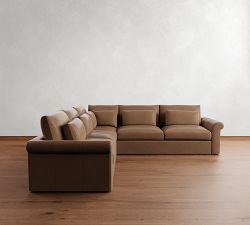 Westwood Roll Arm Deep Seat Leather 3-Piece L-Shaped Sectional (122")