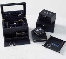 Quinn Small Leather Jewelry Box - Shadow Printed