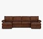 Pearce Roll Arm Leather U-Shaped Chaise Sectional (140")