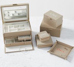 Quinn Small Leather Jewelry Box - Shadow Printed