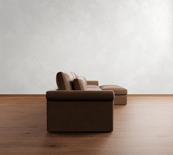 Westwood Roll Arm Deep Seat Leather Modular Chaise Sectional (142")