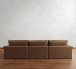 Westwood Roll Arm Deep Seat Leather Modular Chaise Sectional (142")