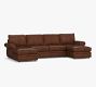 Pearce Roll Arm Leather U-Shaped Chaise Sectional (140")