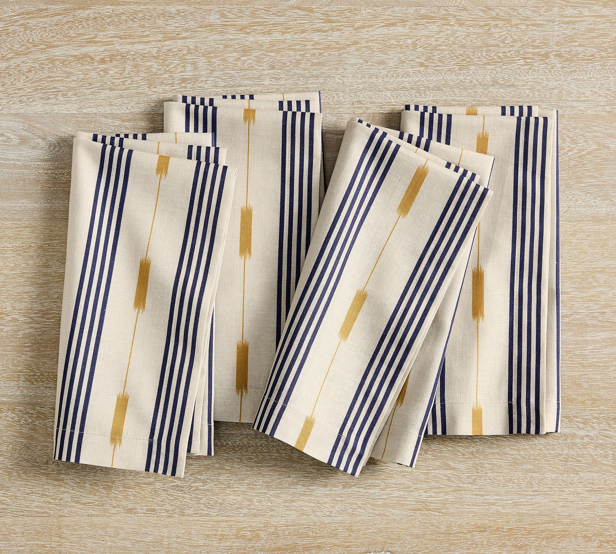 Ikat Stripe Cotton/Linen Napkins - Set of 4