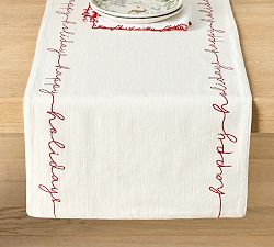 Open Box: Happy Holidays Edge Cotton Table Runner (18"W x 108"L) - White/Red