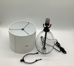 Open Box: Bennett Recycled Glass Table Lamp, Small (22"H) - Bronze, White Straight Drum Shade