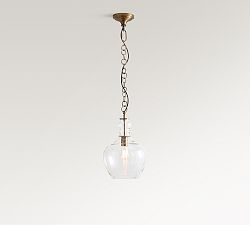 Open Box: Flynn Recycled Glass Pendant, Small (12"Diam.) -Tumbled Brass, Clear