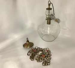 Open Box: Flynn Recycled Glass Pendant, Small (12"Diam.) -Tumbled Brass, Clear