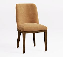 Open Box: Layton Leather Dining Chair - Keystone Sandstone, Vintage Amber Legs