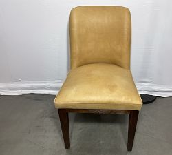 Open Box: Layton Leather Dining Chair - Keystone Sandstone, Vintage Amber Legs