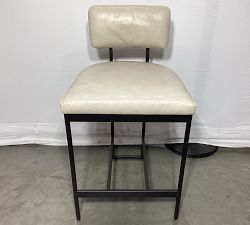 Open Box: Lowen Leather Counter Stool (26"H) - Statesville Pebble, Bronze