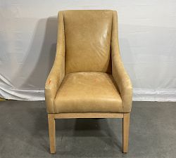Open Box: York Leather Dining Armchair - Keystone Sandstone, Seadrift