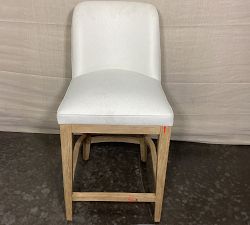 Open Box: Layton Upholstered Counter Stool (25.5"H) - Performance Heathered Basketweave Ivory, Seadrift Legs