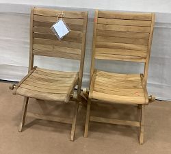Open Box: Maya Folding Teak Outdoor Side Chair, Set of 2 - Natural