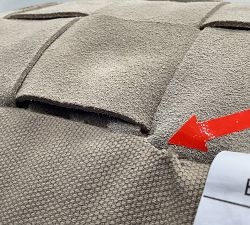 Open Box: Suede Basketweave Pouf (18" x 18" x 14"H) - Stone