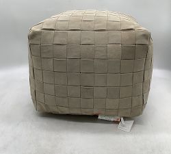 Open Box: Suede Basketweave Pouf (18" x 18" x 14"H) - Stone
