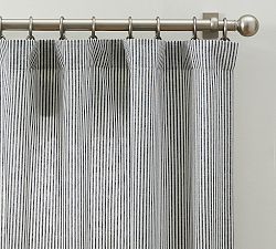Open Box: Wheaton Striped Cotton Unlined Curtain (50"W x 108"L) - Ivory/Navy