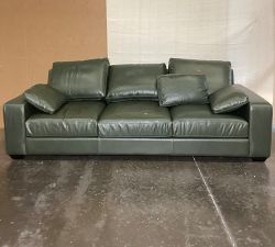 Open Box: Big Sur Square Arm Leather Deep Seat Grand Sofa (105"), 3X3 - Vintage Hunter