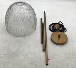 Open Box: Evangeline Glass Leaf Round Pendant (10") - Vintage Brass, Clear