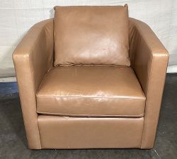 Open Box: Ayden Barrel Leather Swivel Armchair - Churchfield Camel
