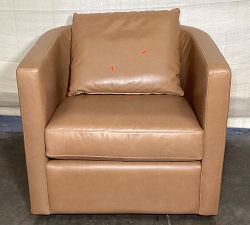 Open Box: Ayden Barrel Leather Swivel Armchair - Churchfield Camel