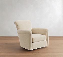 Open Box: Irving Roll Arm Swivel Armchair without Nailheads (33") - Performance Boucle Oatmeal