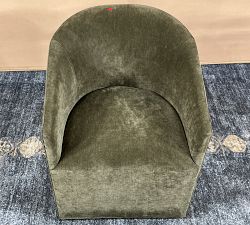 Open Box: Baldwin Barrel Back Dining Chair - Rustic Chenille Dark Moss
