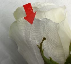Open Box: Faux Pure White Roses in Square Glass Vase (9")