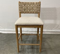Open Box: Skylar Counter Stool (26") - Performance Rustic Linen Parchment Nubuck Sand, Seadrift
