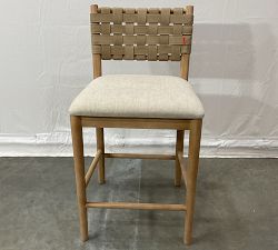 Open Box: Skylar Counter Stool (26") - Performance Rustic Linen Parchment Nubuck Sand, Seadrift