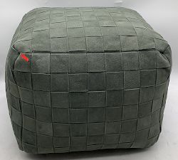 Open Box: Suede Basketweave Pouf (18" x 18" x 14") - Hunter