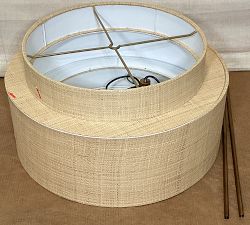 Open Box: Andre Rattan Round Pendant (24") - Natural Rattan Shade, Vintage Brass