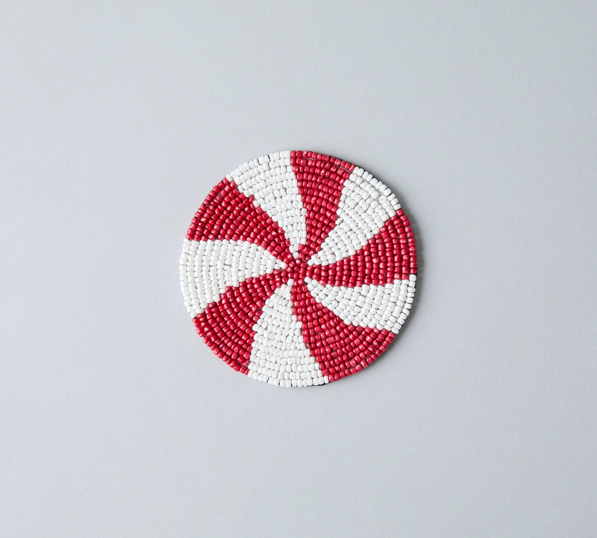 Peppermint Handcrafted Beaded Coasters, Set of 4